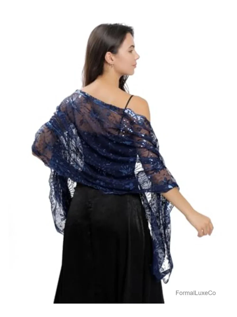 Sequined Sequin Pashmina Wrap Shawl for Bridal Evening Party Dress